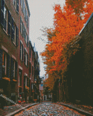 street Boston In Autumn Diamond Painting