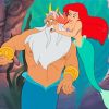 The Little Mermaid With Her Father Cartoon Diamond Paintings