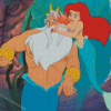 The Little Mermaid With Her Father Cartoon Diamond Paintings