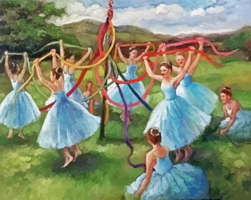 Vinatge Maypole Dancers Diamond Painting