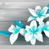 White And Blue Flowers Diamond Paintings