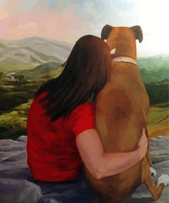 Woman Hugging Dog Diamond Paintings
