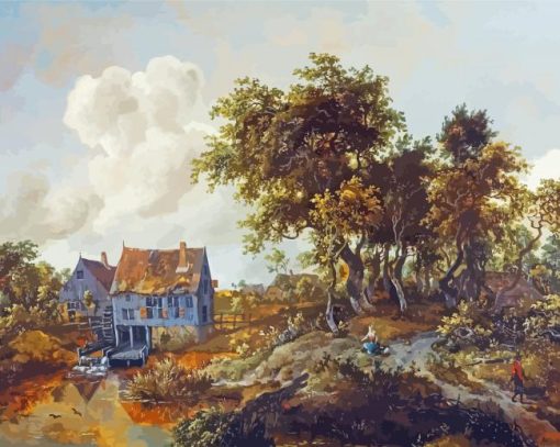 A Watermill Beside A Woody Lane Hobbema Diamond Paintings