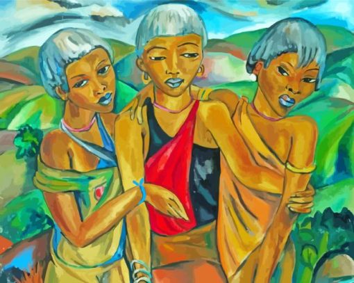 A Womens Thing Three Swazi Girls By Irma Stern Diamond Paintings