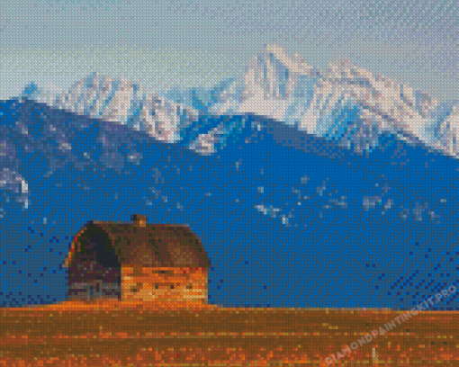 Aesthetic Montana Mountains With Barn Diamond Paintings