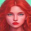 Aesthetic Woman With Red Hair And Blue Eyes Diamond Paintings