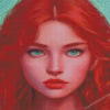 Aesthetic Woman With Red Hair And Blue Eyes Diamond Paintings