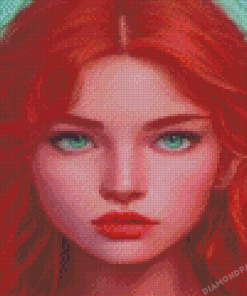 Aesthetic Woman With Red Hair And Blue Eyes Diamond Paintings