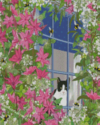 Aesthetic Cat Window Diamond Paintings