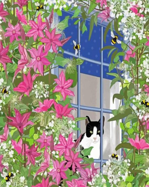 Aesthetic Cat Window Diamond Paintings