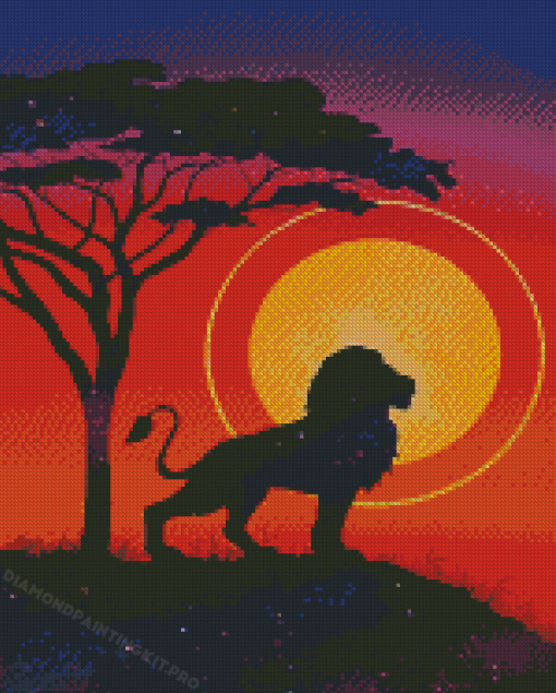 Aesthetic Lion Sunset Diamond Paintings