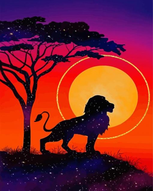 Aesthetic Lion Sunset Diamond Paintings