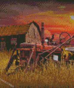 Barn Tractor Diamond Paintings