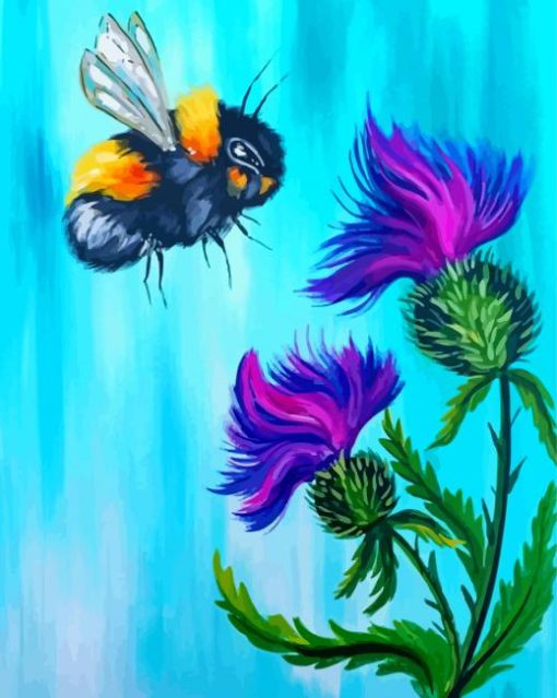 Bee Thistle Diamond Paintings