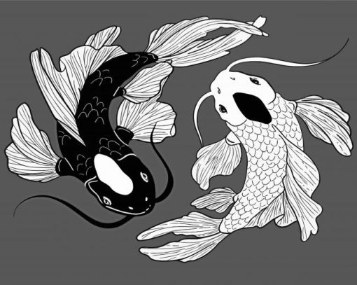 Black And white Koi Diamond Paintings