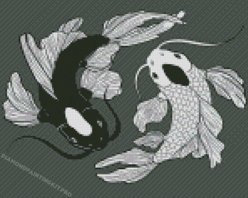 Black And white Koi Diamond Paintings