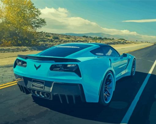 Blue C7 Corvette Diamond Paintings