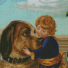 Boy Hugging Dog Diamond Paintings