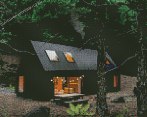 Cabin In Forest Diamond Paintings