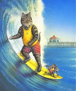 Cat And Mouse Surfing Diamond Paintings