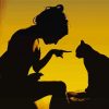 Cat And Girl Sillouette Diamond Paintings