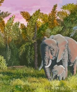 Elephants In The Jungle Walking Diamond Paintings