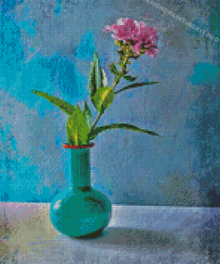 Flowers In Turquoise Vase Diamond Paintings