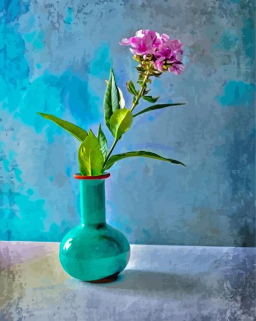 Flowers In Turquoise Vase Diamond Paintings