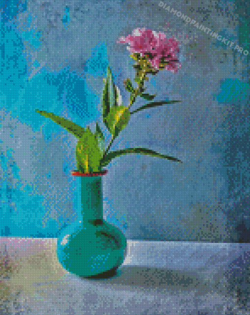 Flowers In Turquoise Vase Diamond Paintings