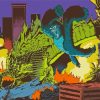 Illustration Godzilla VS Kong Fight Diamond Paintings