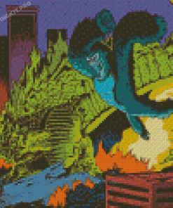 Illustration Godzilla VS Kong Fight Diamond Paintings