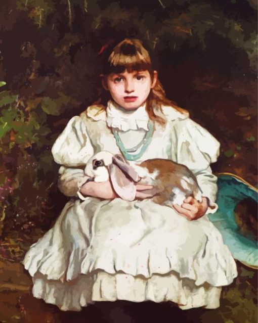 Little Girl With Rabbit Diamond Paintings