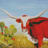 Longhorn Cows With Cactus Diamond Paintings
