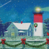 Merry Christmas Lighthouse In Winter Diamond Paintings