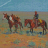 Mounted Cowboy And Pack Horse By Richard Lorenz Diamond Paintings