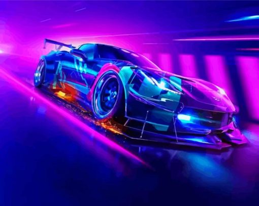 Neon Lights C7 Corvette Diamond Paintings