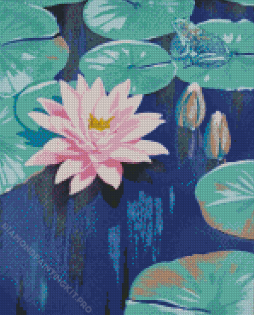 Pink Lily And Frog AJ Casson Diamond Paintings