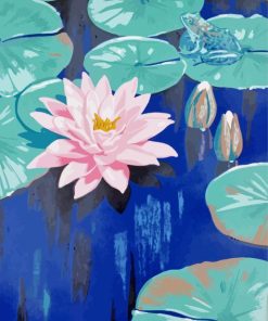 Pink Lily And Frog AJ Casson Diamond Paintings