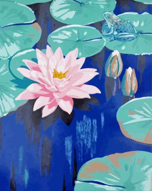Pink Lily And Frog AJ Casson Diamond Paintings
