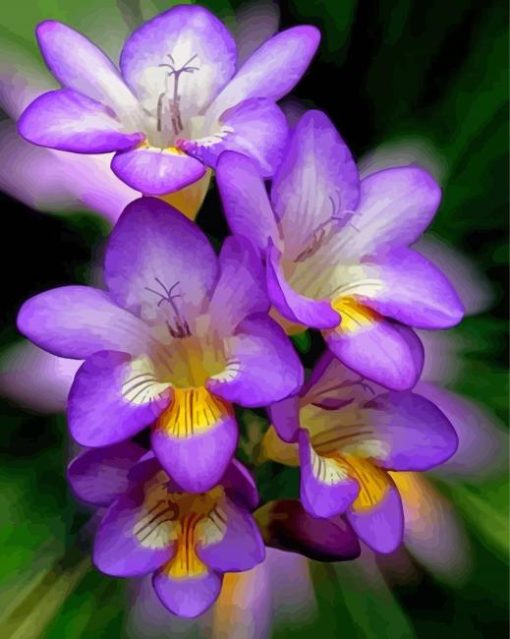 Purple Freesia Flowers Diamond Paintings