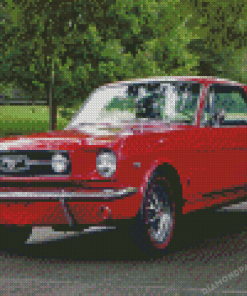 Red 66 Mustang Car Diamond Paintings