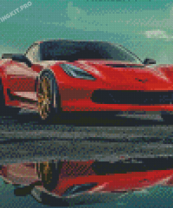 Red C7 Corvette Reflection Diamond Paintings