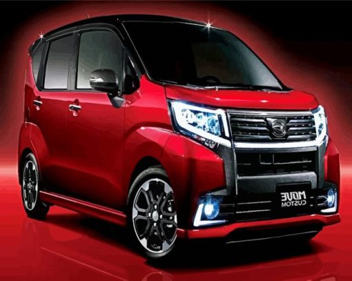 Red Daihatsu Car Diamond Paintings