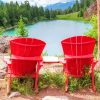 Red Chairs Lake Diamond Paintings