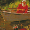 Santa Fishing Art Diamond Paintings