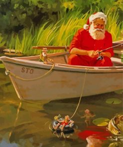 Santa Fishing Art Diamond Paintings