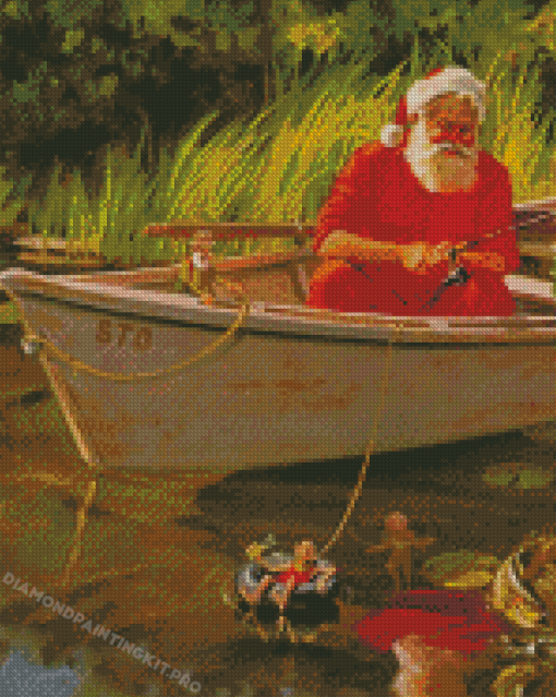 Santa Fishing Art Diamond Paintings