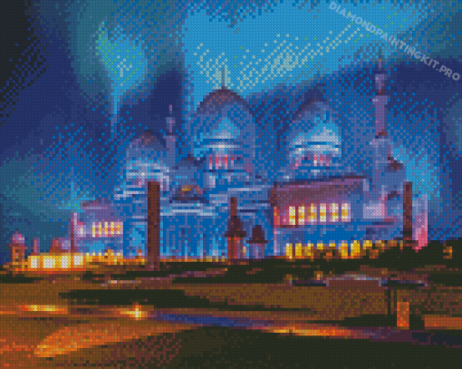 Sheikh Zayed Grand Mosque At Night Diamond Paintings