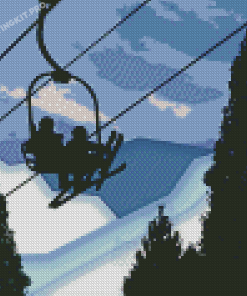 Ski Lift Silhouette Diamond Paintings