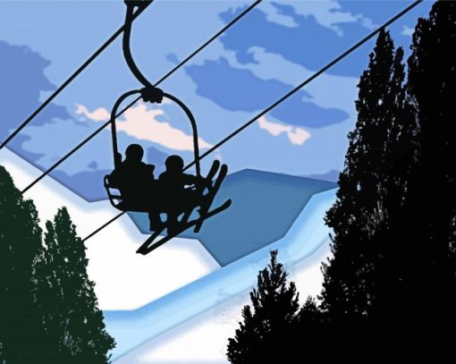 Ski Lift Silhouette Diamond Paintings
